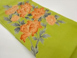 縮緬地金彩牡丹模様名古屋帯